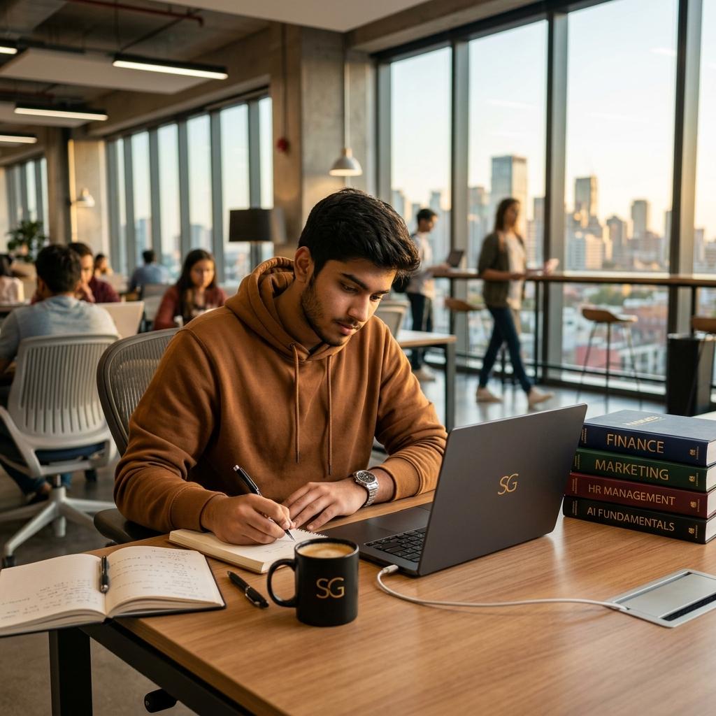 Student studying